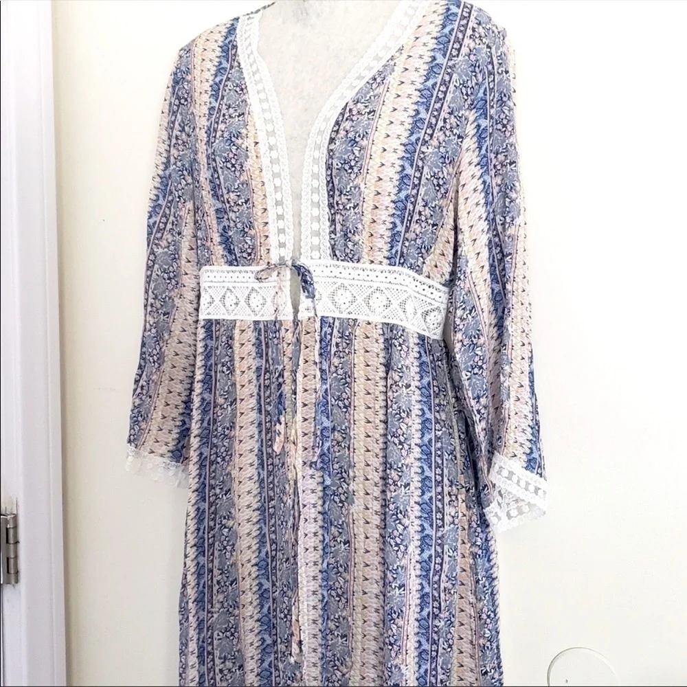 NWT REBELLION AGAIN boho cover up lace kimono M